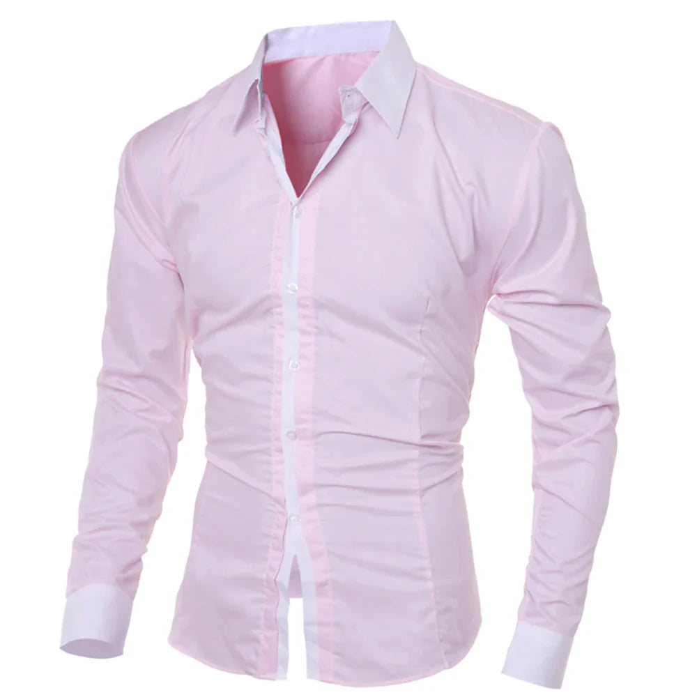 dual tone slim fit heren overhemd