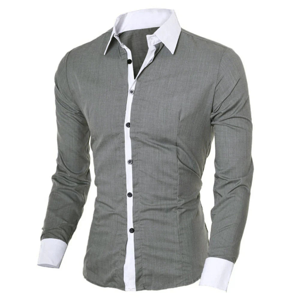 dual tone slim fit heren overhemd