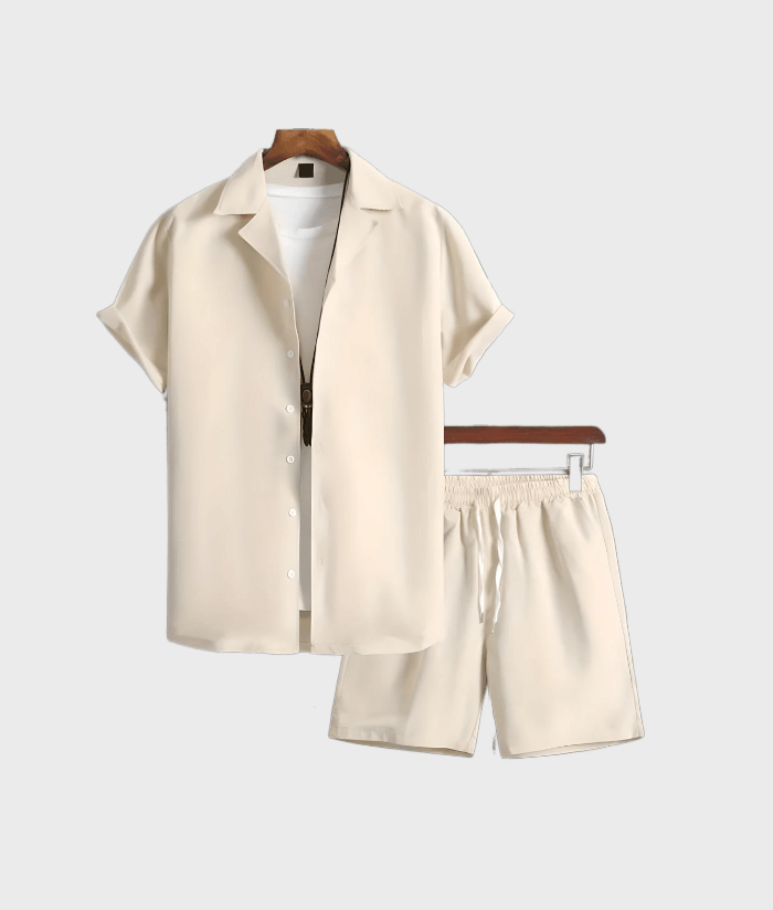 Sydney - 2-delige set beige blouse en beige shorts - Miller-Mode