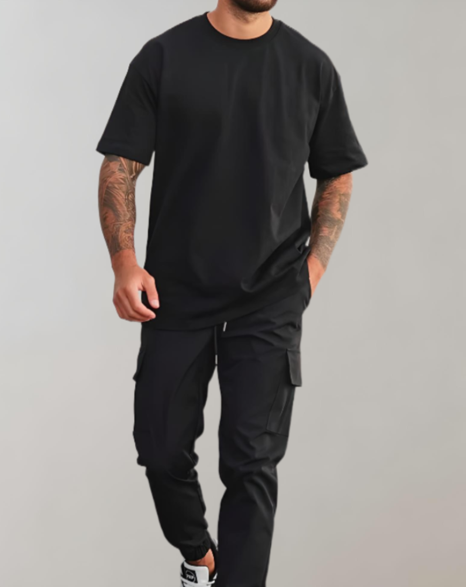 Slim fit, effen kleur jogger met meerdere zakken en rekbare taille