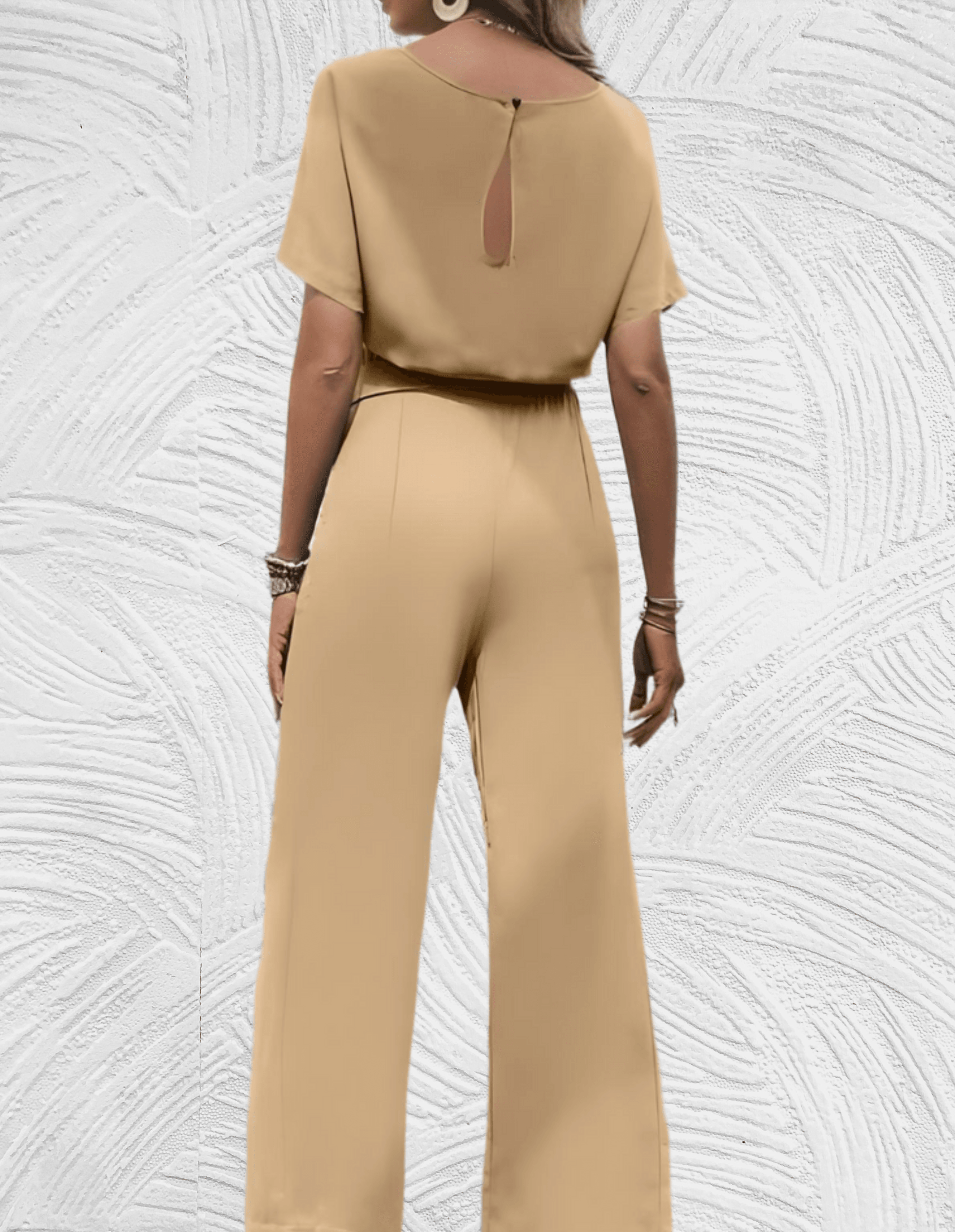 Trace - Mooi aansluitende jumpsuit met wijde mouwen en wijde pijpen met strikbandjes aan de zijkant - Miller-Mode